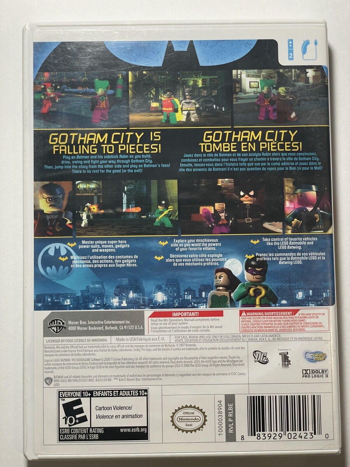 LEGO Batman: The Videogame (Nintendo Wii, 2008) Complete. Tested and Working