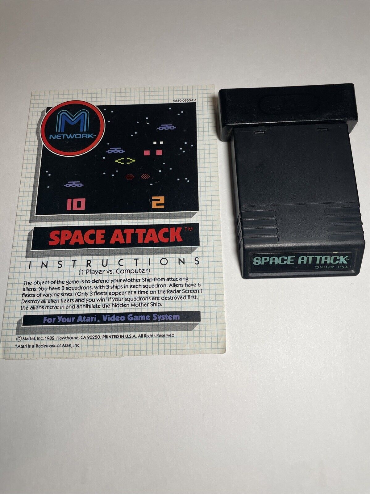 Space Attack (Atari 2600, 1982) W/ Manual. Tested and Working