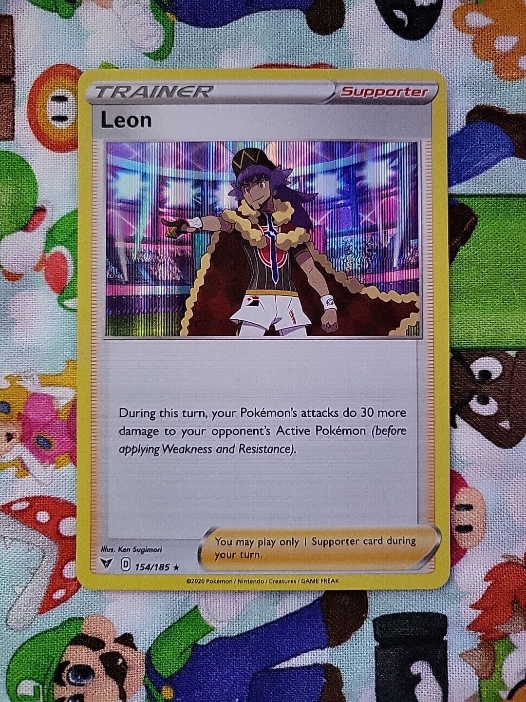 Pokemon Card Leon Vivid Voltage Holo Rare 154/185 Near Mint