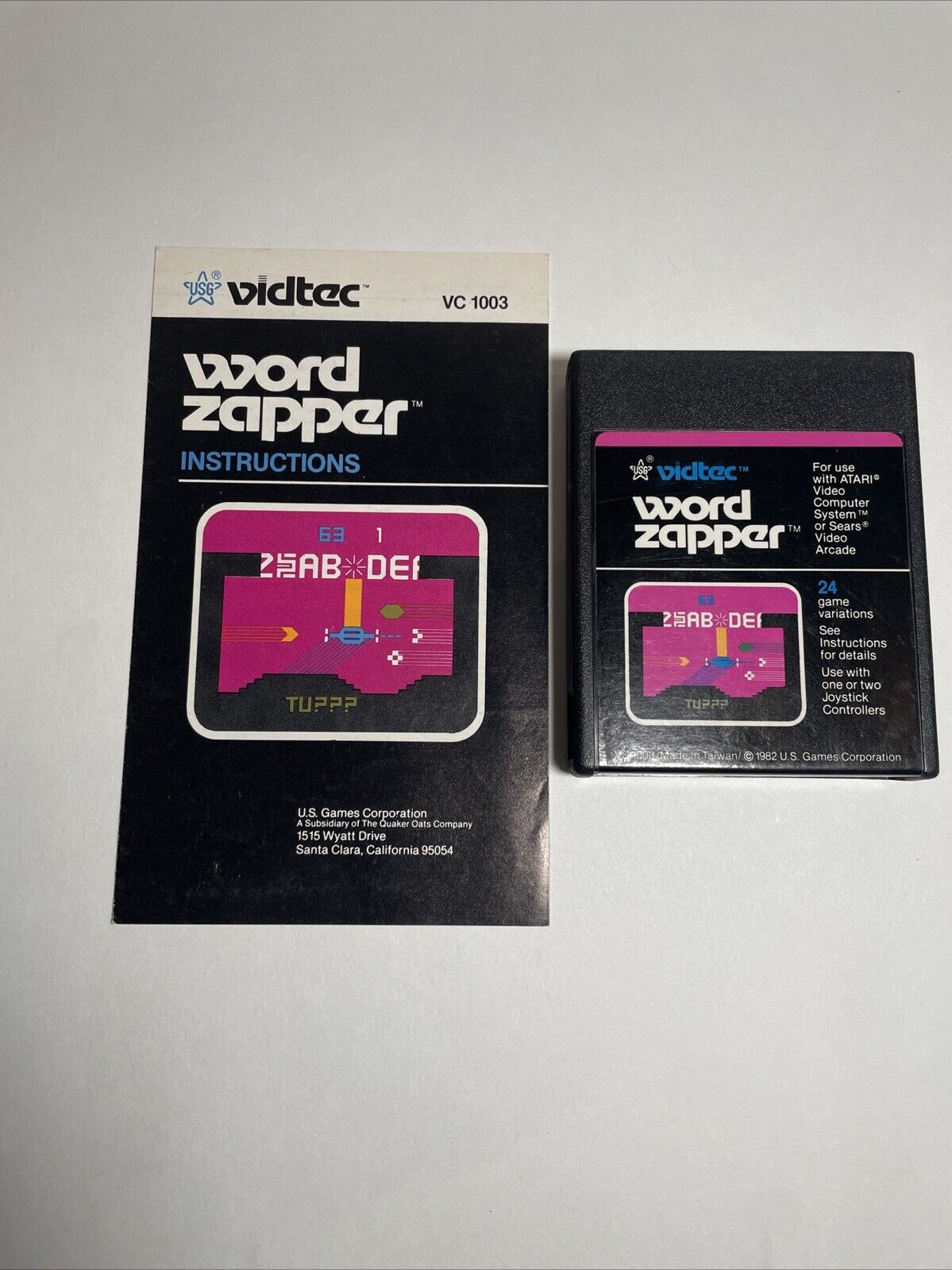 Word Zapper (Atari 2600, 1982) W/ Manual. Tested and Working