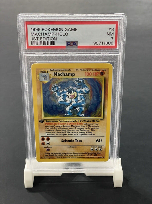 PSA 7  Machamp Base Set 8/102 1st Edition Holo Pokemon Card