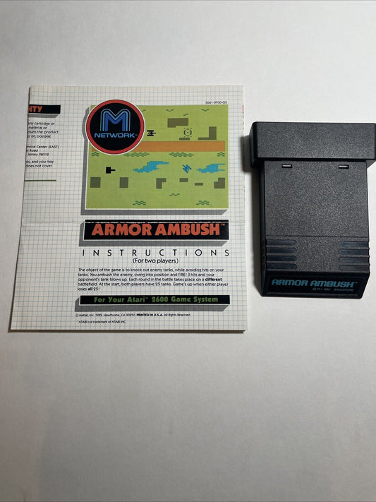 Armor Ambush (Atari 2600, 1982) W/ Manual - Tested & Working