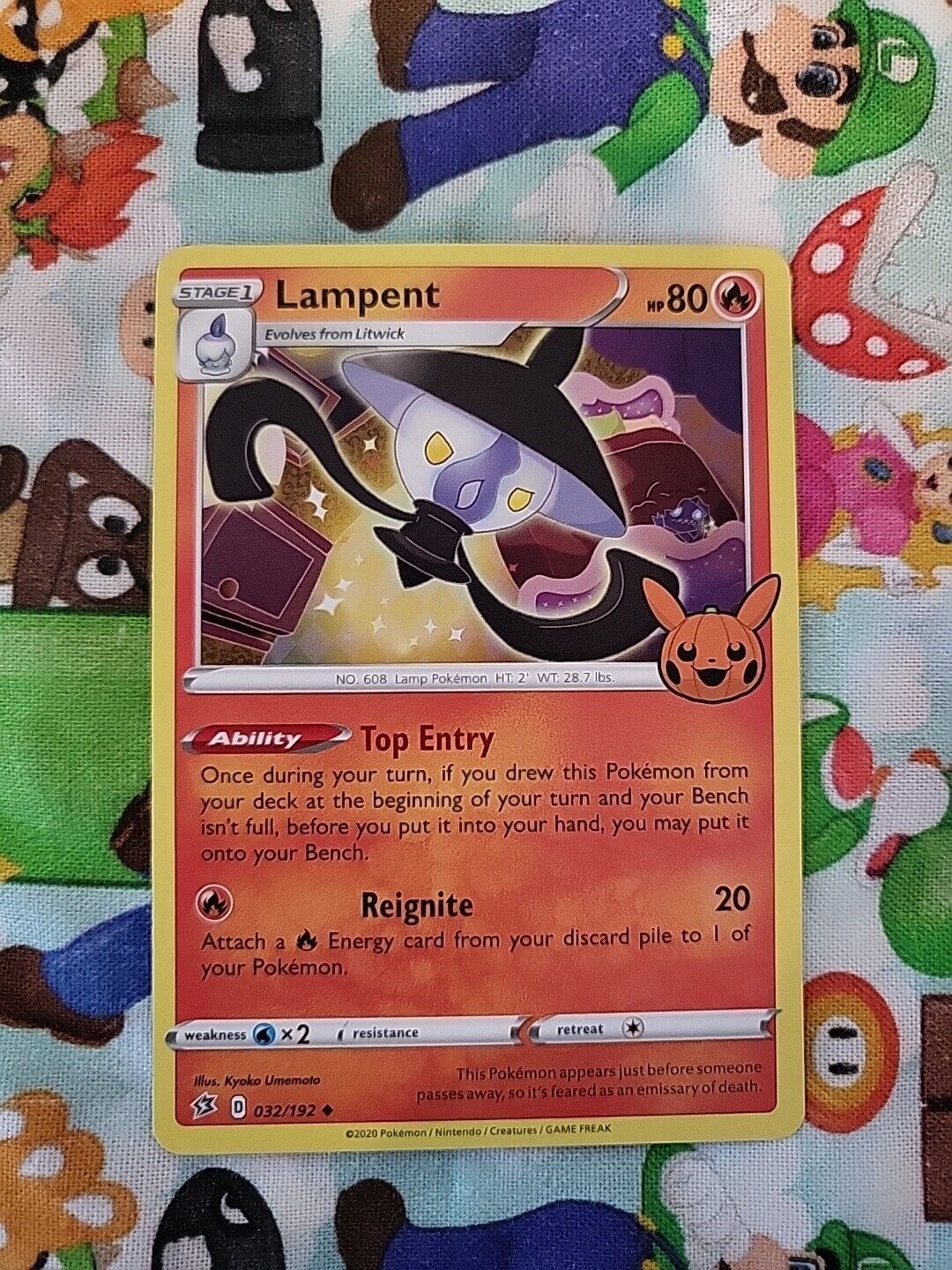 2020 Pokemon, Rebel Clash, #32/192 Lampent, Uncommon, Trick or Trade BOOster