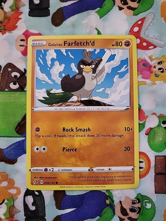 Pokemon TCG Common Galarian Farfetch'd 94/192 S&S Rebel Clash Mint/NM Condition