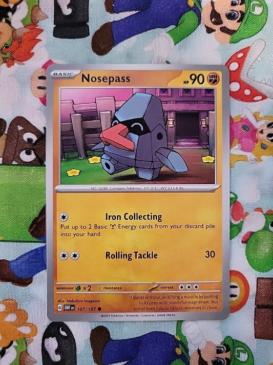 Pokemon TCG Nosepass 107/197 Obsidian Flames Regular Common NM Pack Fresh