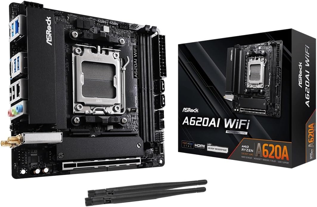 ASRock MB A620AI WiFi AMD A620A AM5 Max.128GB DDR5 Mini-ITX