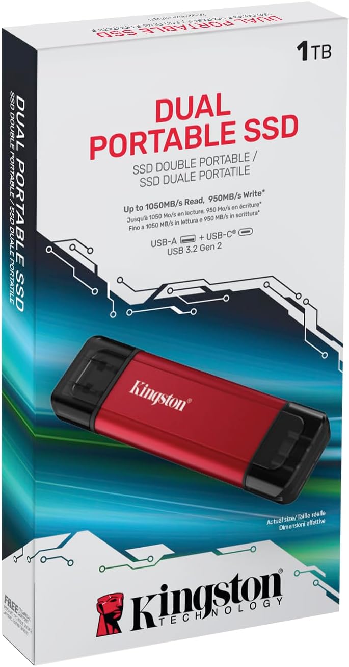Kingston SSD SPSD 1TB Dual USB-A C Portable SSD