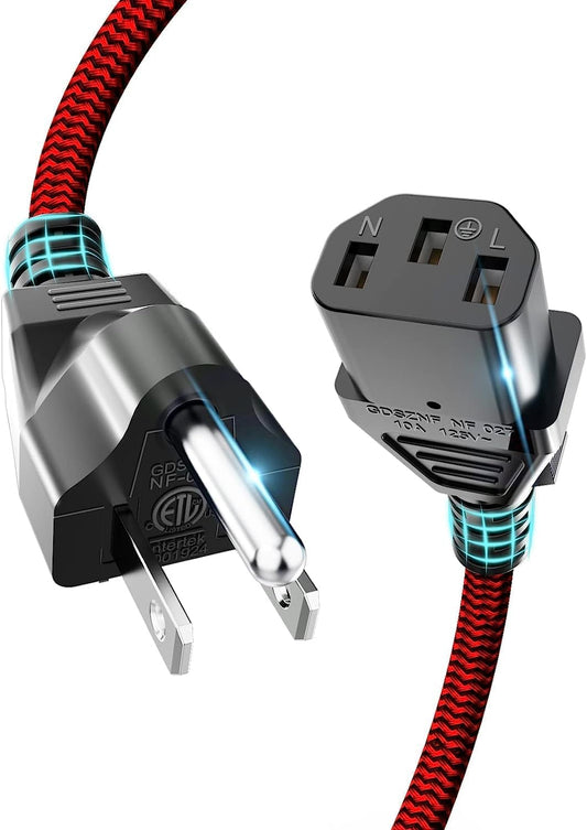 Goalfish 10ft/3M Computer Power Cord,NEMA 5-15P to C13,10A 18AWG 3 Prong TV Power Cord,Replacement AC Power Cord,Printer Power Cord,PC Power Supply Cable,Monitor Power Cable - ETL Listed