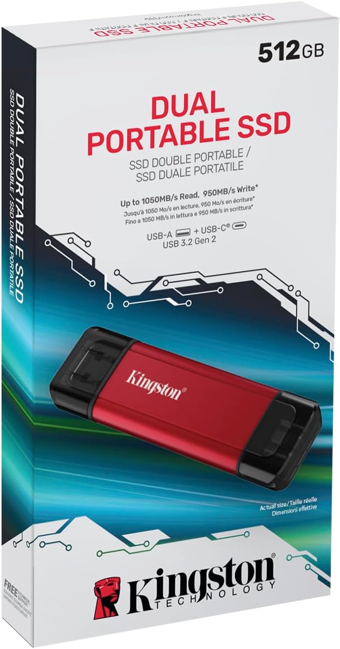 Kingston SSD SPSD 512GB 512GB Dual USB-A C Portable SSD
