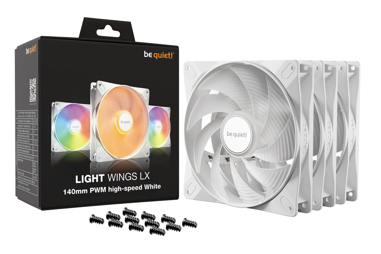 be quiet! Fan BL131 LIGHT WINGS LX 140mm PWM high-speed White Triple Pack