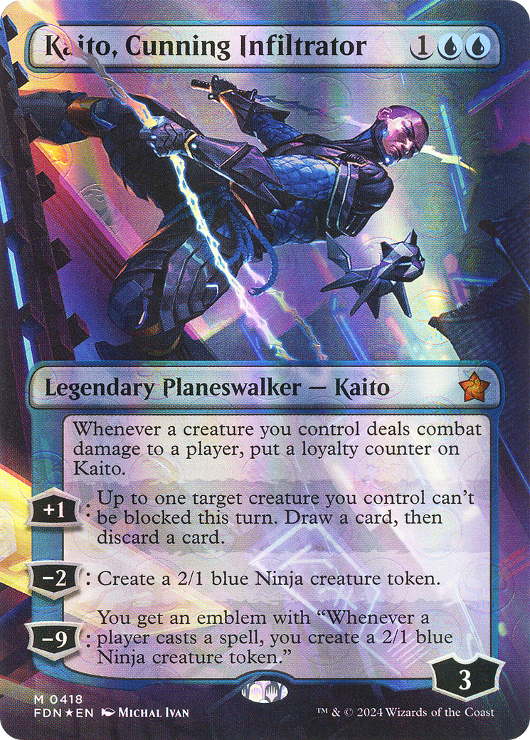 Kaito, Cunning Infiltrator (FDN-418) - Foundations (Borderless) Foil