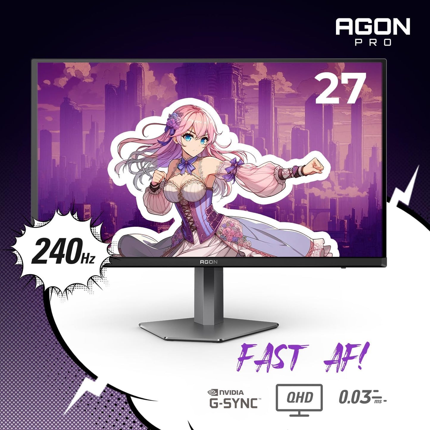 AOC 27 OLED 2560x1440 16:9 0.03ms 240Hz 2DP 2HDMI 2USB SPK