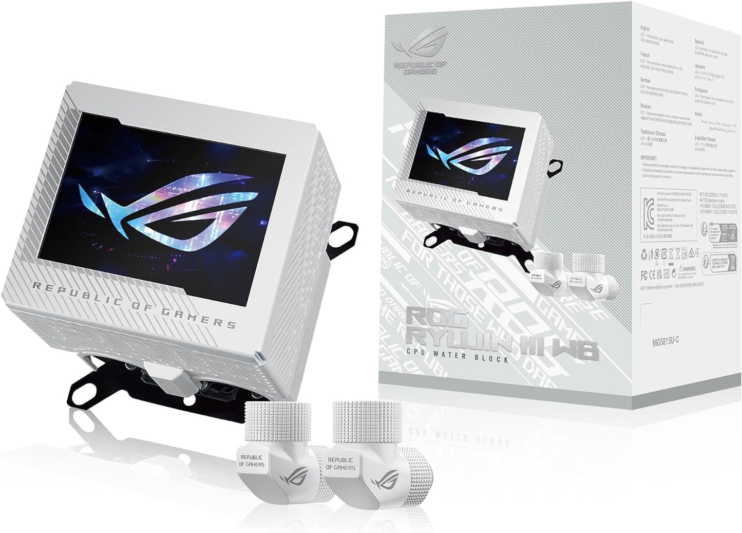 ASUS ROG RYUJIN III WB WHT CPU Water Block 3.5 LCD Display White