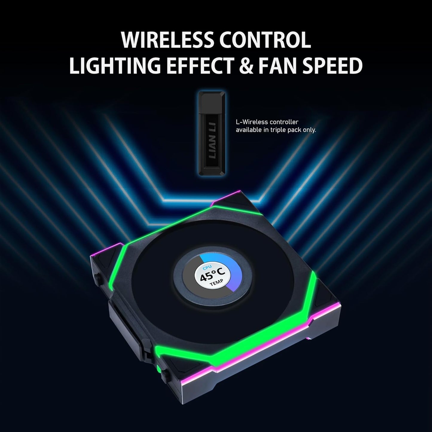 Lian-Li Fan 12SLLCD1W1B UNI FAN SL 2.4GHz Wireless 1.6 LCD RGB 120mm FanBlack