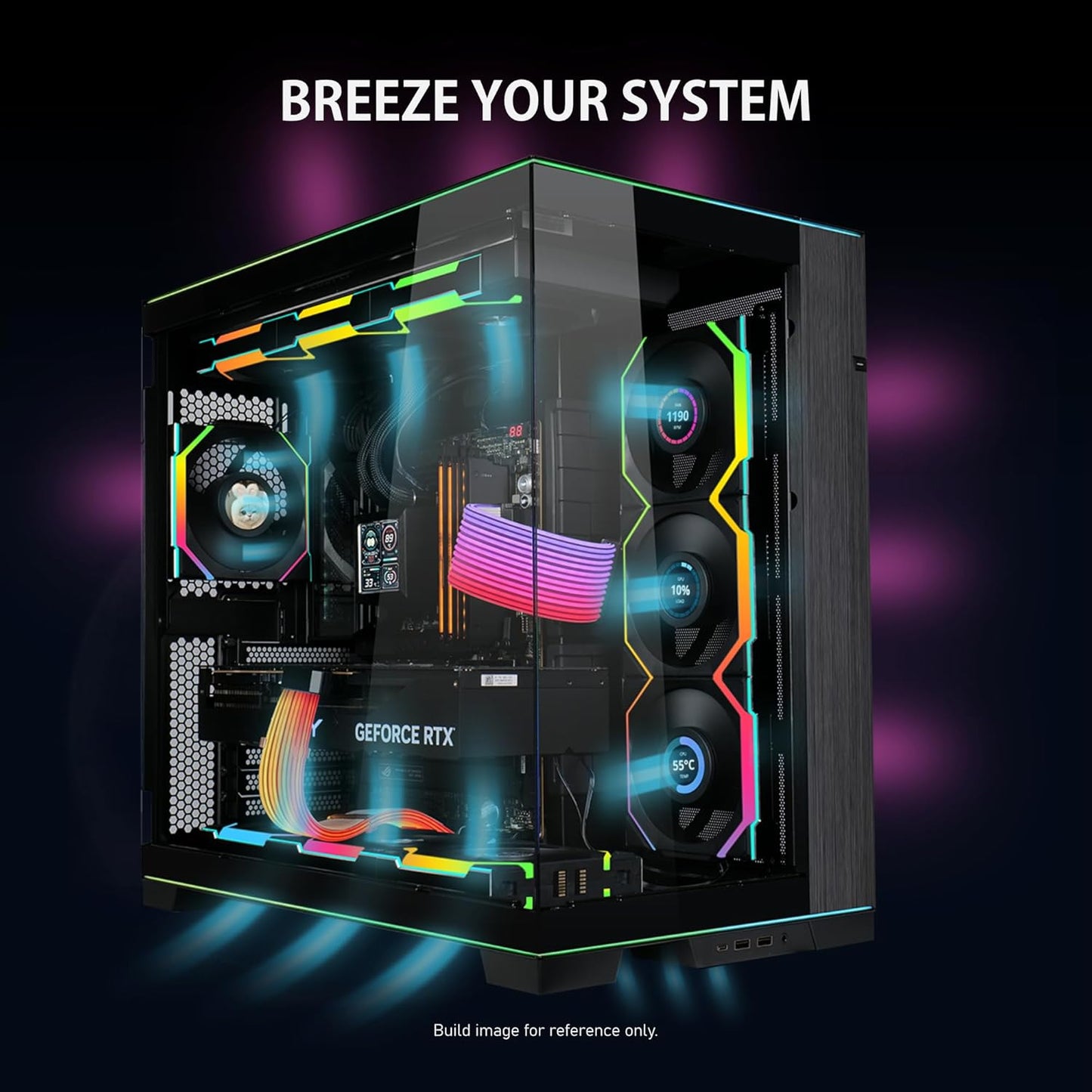 Lian-Li Fan 12SLLCD1W1B UNI FAN SL 2.4GHz Wireless 1.6 LCD RGB 120mm FanBlack