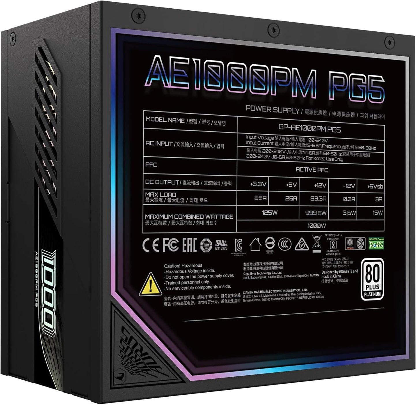 Gigabyte PS GP-AE1000PM PG5 GUS1 1000W 80+PLATINUM FULLY MODULAR ATX3.0