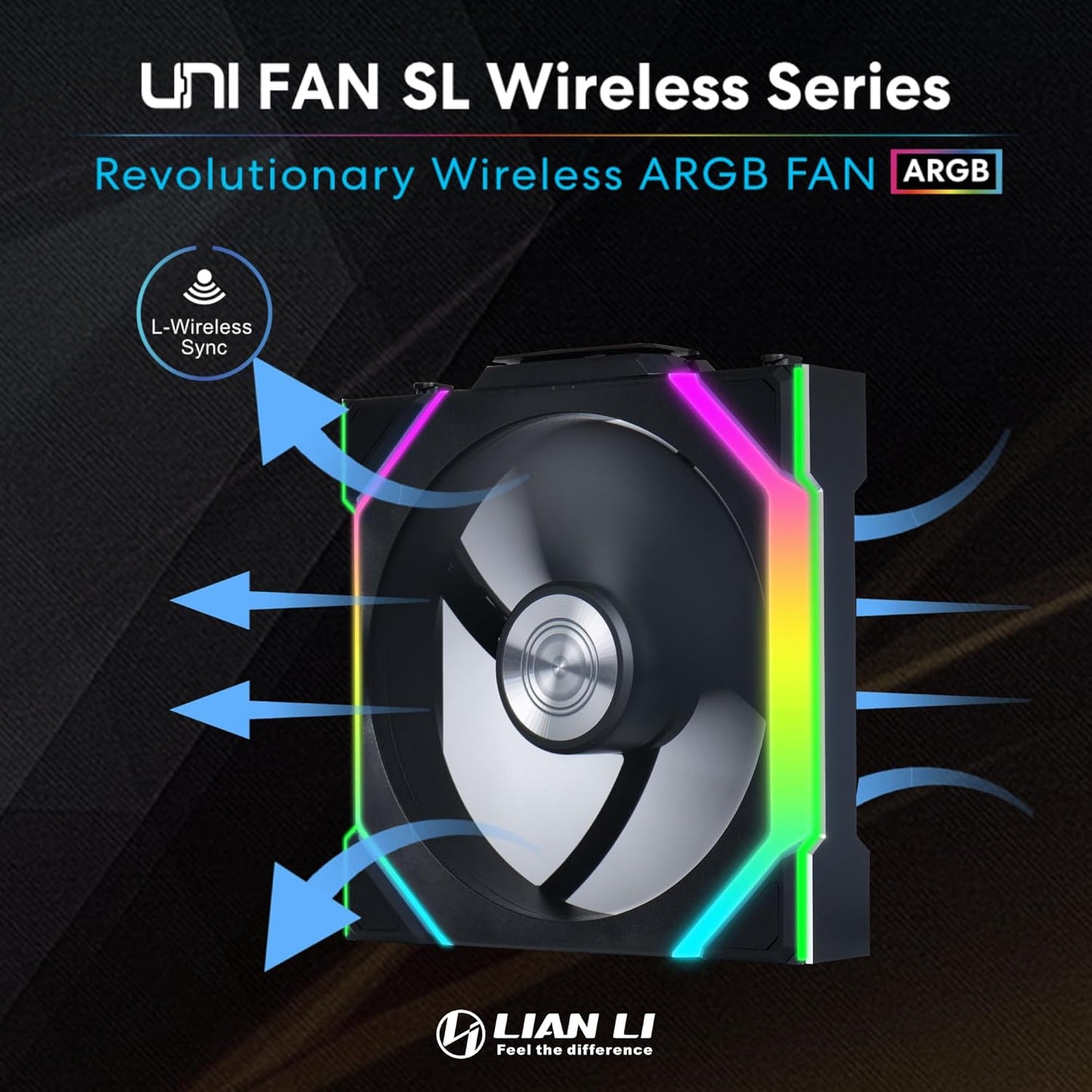 Lian-Li 12RSL1W1B UNI FAN SL 120 Wireless RGB 120mm Fan Reverse Blade Black
