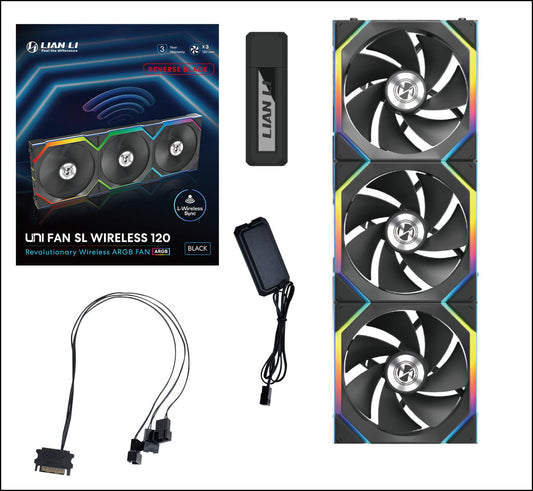 Lian-Li Fan 12RSL1W3B UNI FAN SL 120 Wireless RGB 120mm Fan Reverse BladeBlack