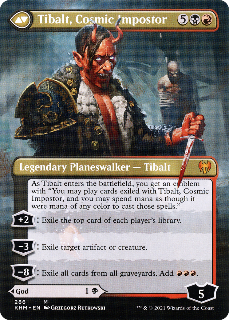Valki, God of Lies // Tibalt, Cosmic Impostor (KHM-286) - Kaldheim (Borderless) Foil