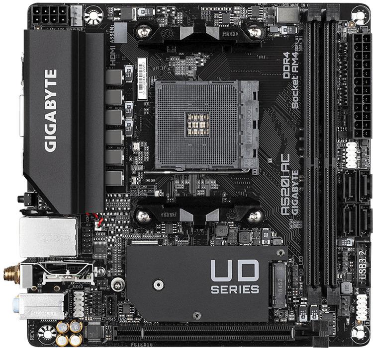 Gigabyte A520I AC AMD A520 AM4 Ryzen 64GB DDR4 PCIE DP HDMI Mini-ITX