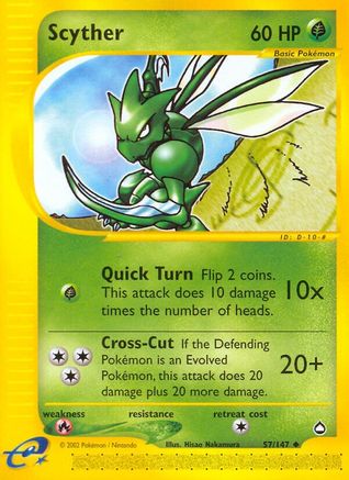 Scyther (57) 57/147 - Aquapolis Reverse Holofoil