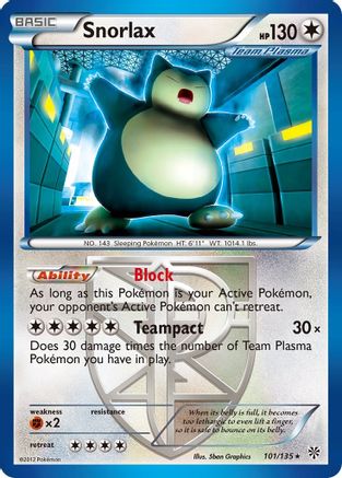 Snorlax (Team Plasma) 101/135 - Plasma Storm Reverse Holofoil