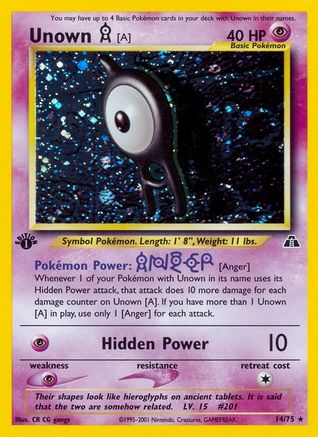 Unown [A] (14) 14/75 - Neo Discovery 1st Edition Holofoil