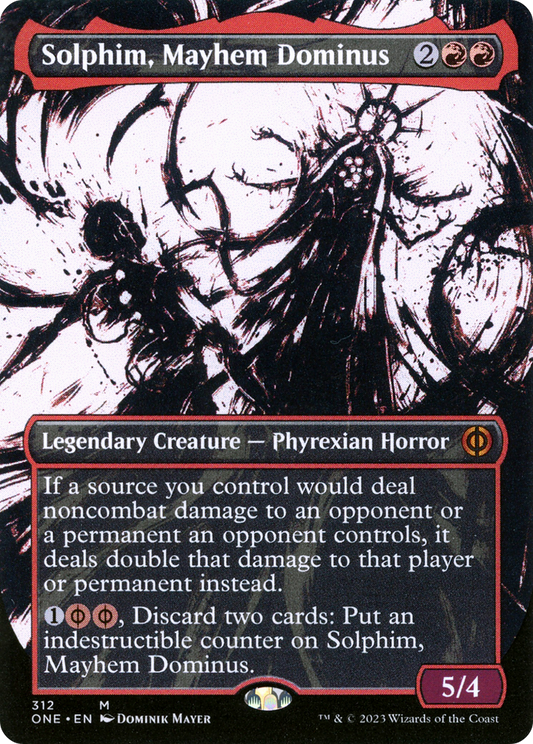Solphim, Mayhem Dominus (ONE-312) - Phyrexia: All Will Be One: (Showcase) (Borderless) Foil