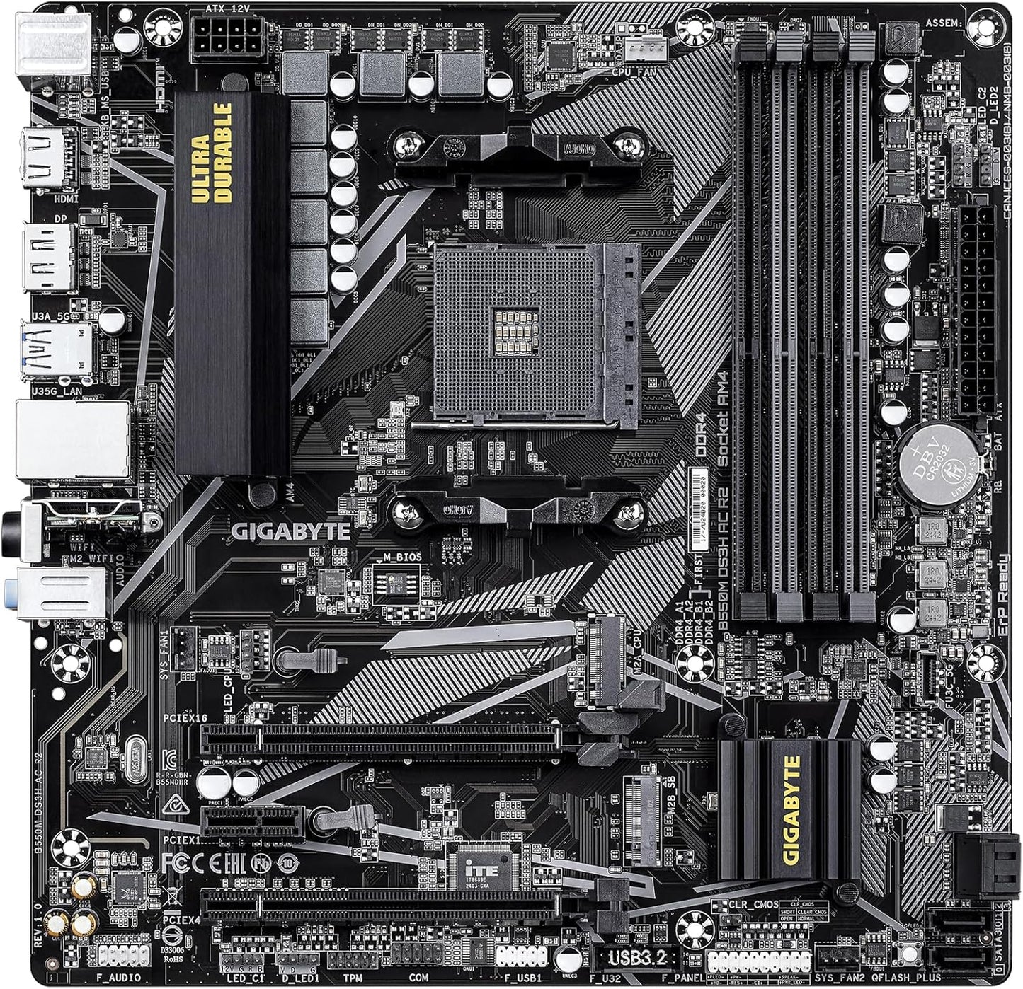 Gigabyte MB B550M DS3H AC R2 AMD B550 AM4 Max128GB DDR4 Micro ATX