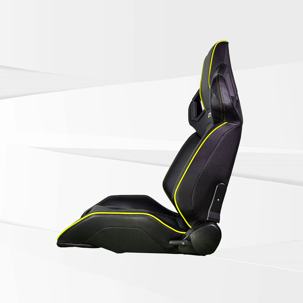 GTR Simulator FT S107LBKY GTR Black Yellow Pista Premium eatherette RacingSeat