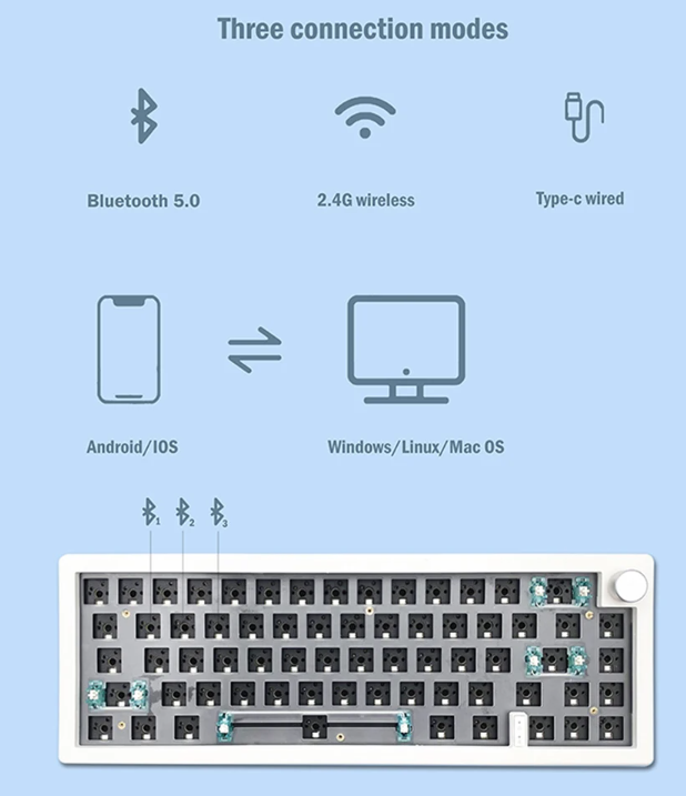 Clavier échangeable à chaud personnalisé 65 de VI PC Builder