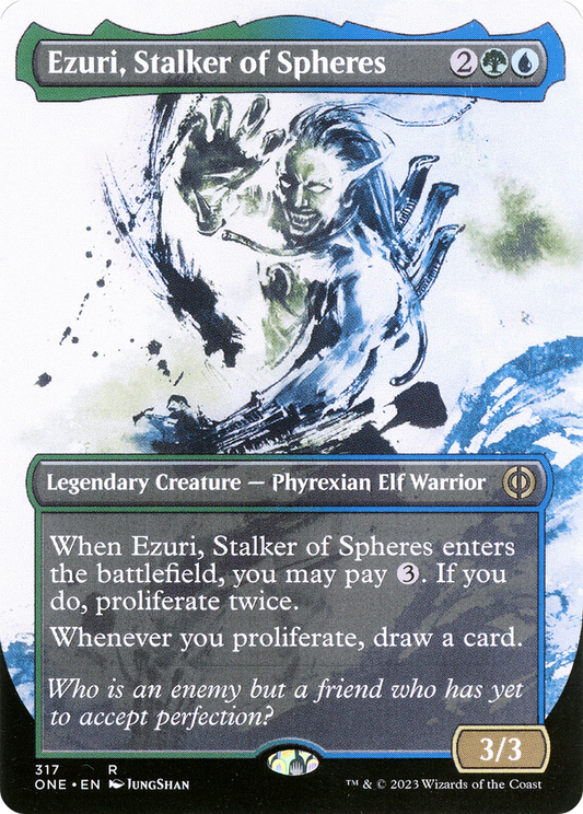Ezuri, Stalker of Spheres (ONE-317) - Phyrexia: All Will Be One: (Showcase) (Borderless) Foil