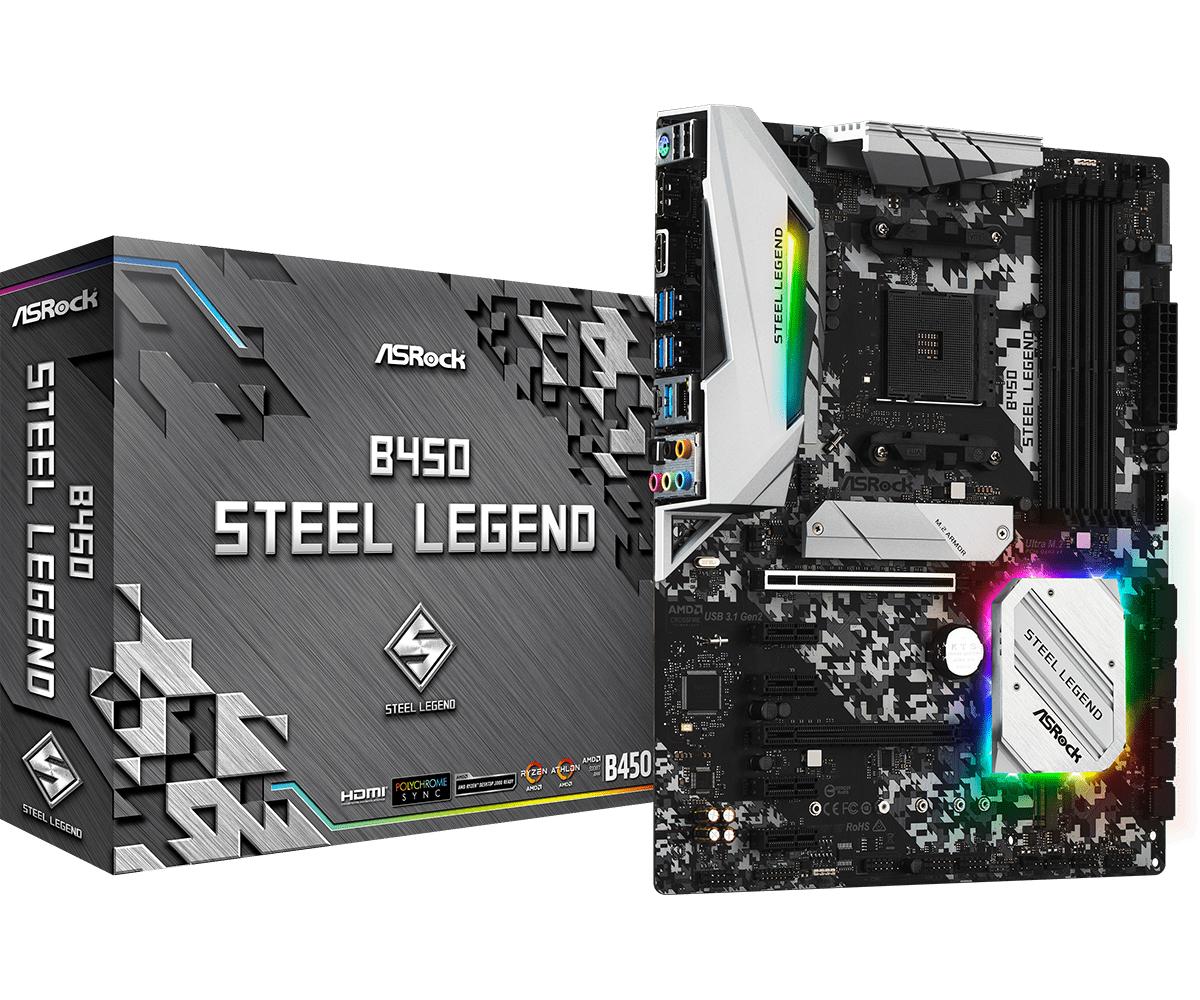 ASRock B450 Steel Legend AMD AM4 B450 DDR4 ATX Retail