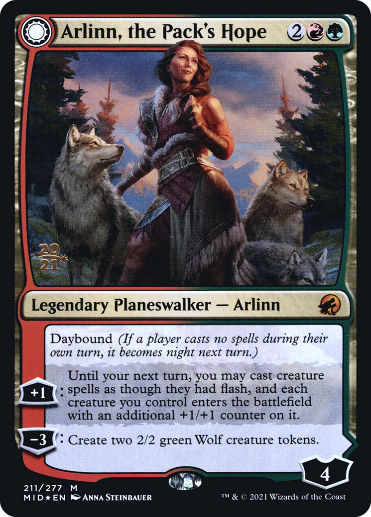 Arlinn, the Pack's Hope // Arlinn, the Moon's Fury (PRE-211S) - Innistrad: Midnight Hunt Promos: (Double Faced Transform) Foil