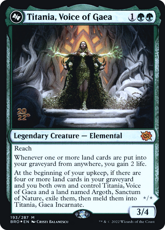 Titania, Voice of Gaea (PRE-193S) - The Brothers' War Promos Foil