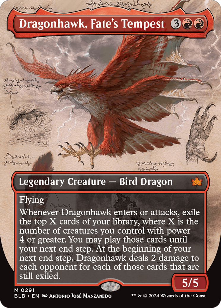 Dragonhawk, Fate's Tempest (BLB-291) - Bloomburrow: (Showcase) (Borderless) Foil