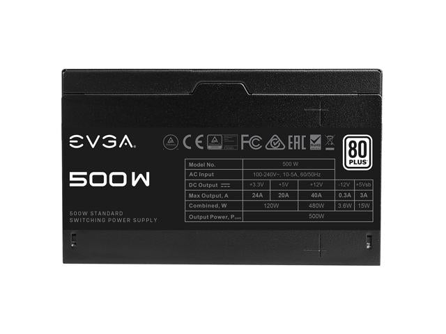 EVGA Power Supply 100-W1-0500-KR 500W 80Plus +12V 120mm Ultra-Quiet Fan APFC