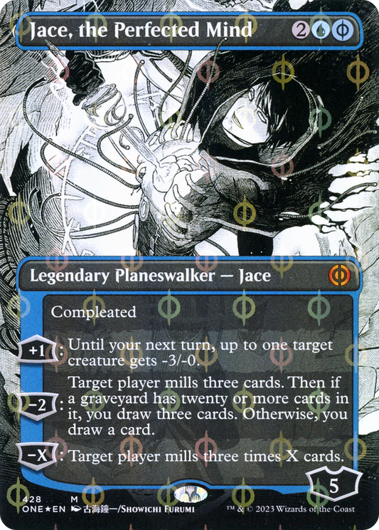 Jace, the Perfected Mind (ONE-428) - Phyrexia: All Will Be One: (Showcase) (Borderless) Foil