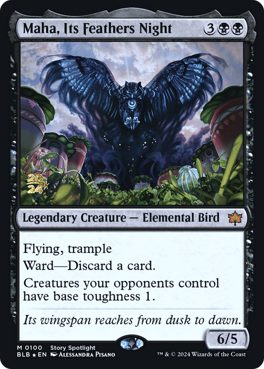 Maha, Its Feathers Night (PRE-100S) - Bloomburrow Promos Foil