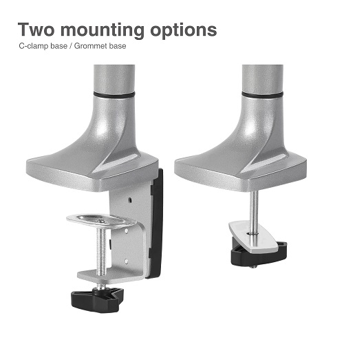 SIIG AC CE-MT2E12-S1 High Premium Aluminum Gas Spring Desk Mount Dual Sliver