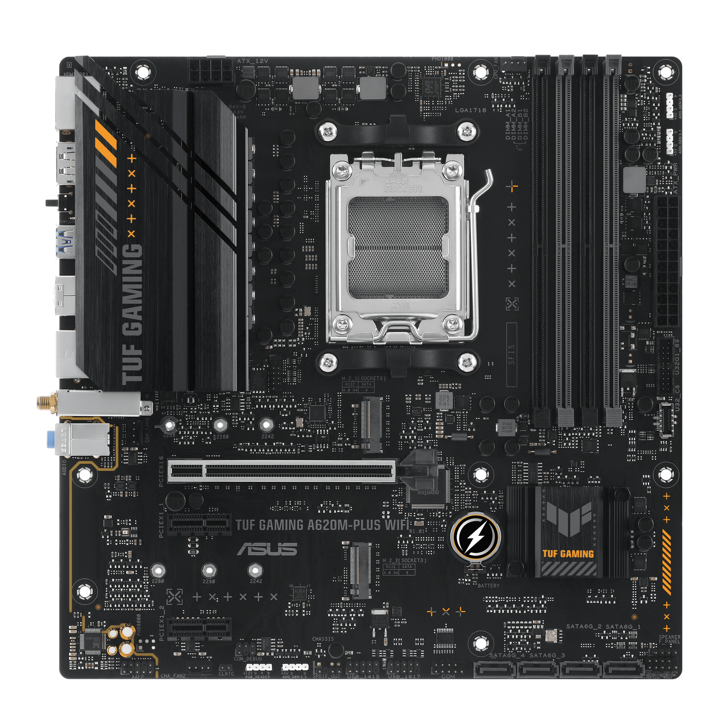 ASUS MB TUF GAMING A620M-PLUS WIF A620 AM5 Max.128 Go DDR5 Micro-ATX