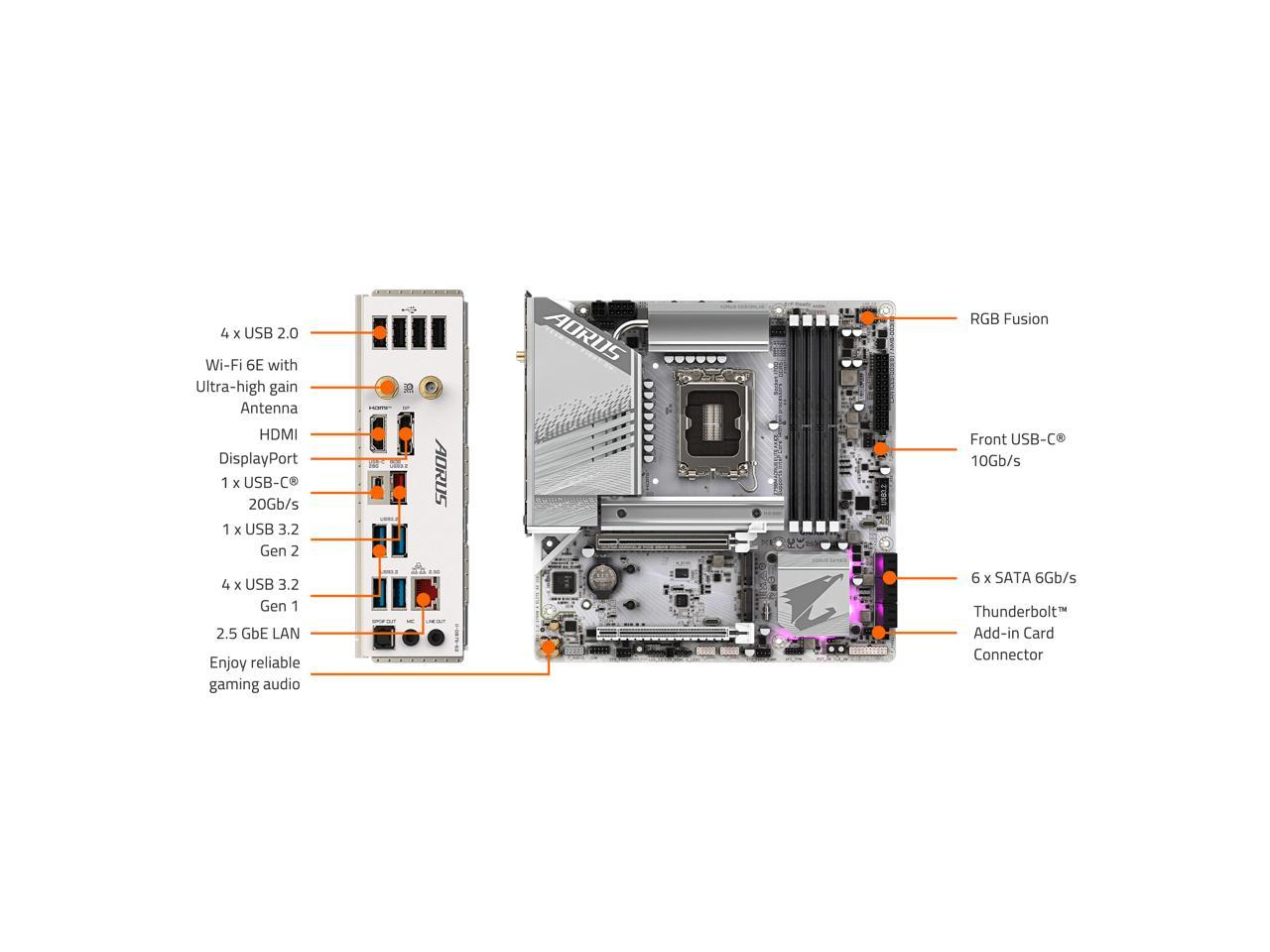 Gigabyte MB Z790 AORUS ELITE AX ICE Z790 LGA1700 Max192GB DDR5 ATX