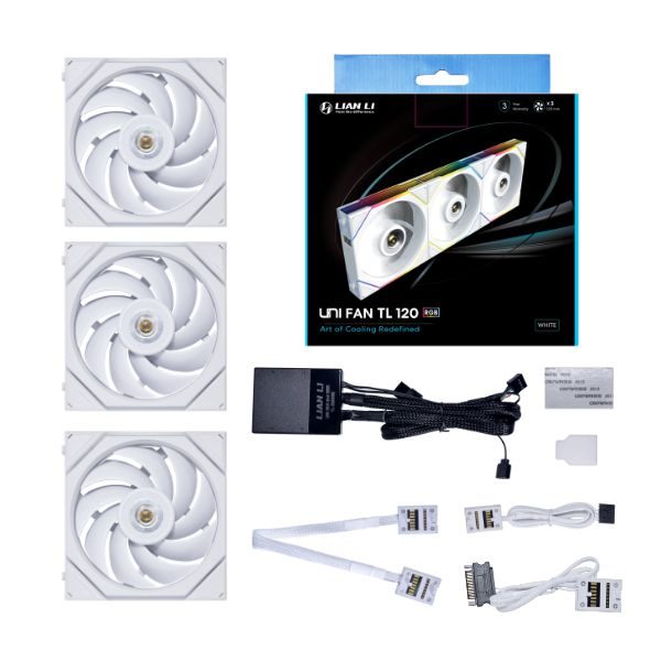 Lian Li UNI FAN TL Lot de 3 ventilateurs 120 mm avec contrôleur Blanc 33 dBA 2 600 tr/min