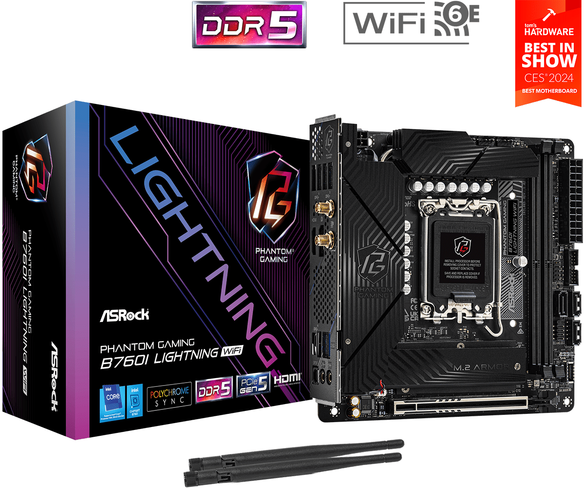 ASRock MB B760I Lightning WiFi B760 LGA1700 Max96GB DDR5 Mini-ITX