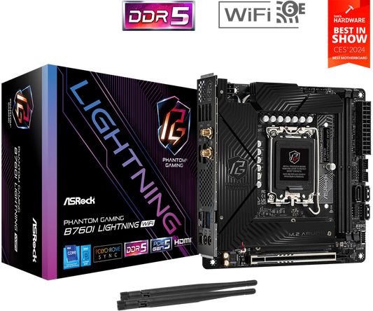 ASRock MB B760I Lightning WiFi B760 LGA1700 Max96 Go DDR5 Mini-ITX