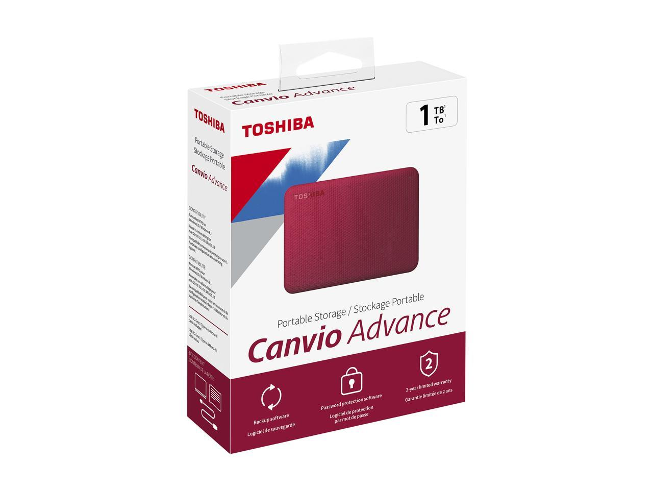 Toshiba 1TB USB 3.0 Canvio Advance Portable HD Red