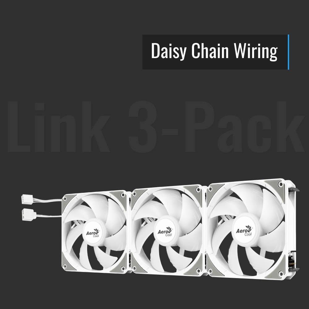 AeroCool Link 3-Pack PWM 4pin+ARGB 5V 3pin White