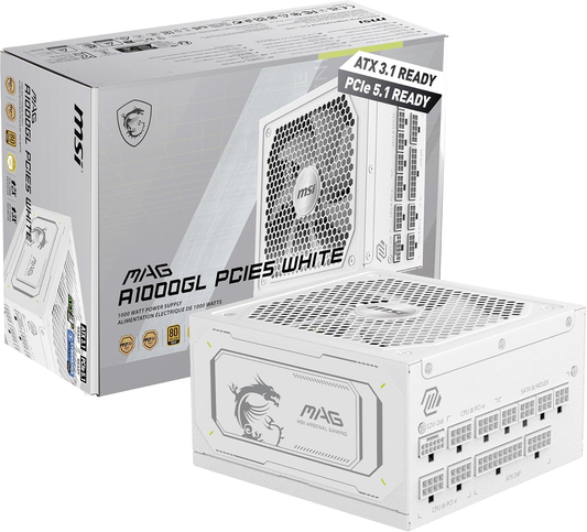MSI PS MAG A1000GL PCIE5 WHITE 1000W 80+ Gold fully modular APFC Intel ATX 12V