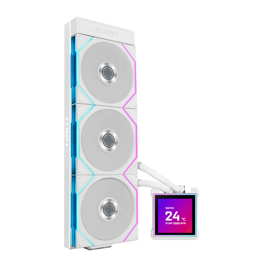 Lian-Li HS2LCDS36TW 3.4 LCD Fan Fluid Dynamic Bearing Radiator White