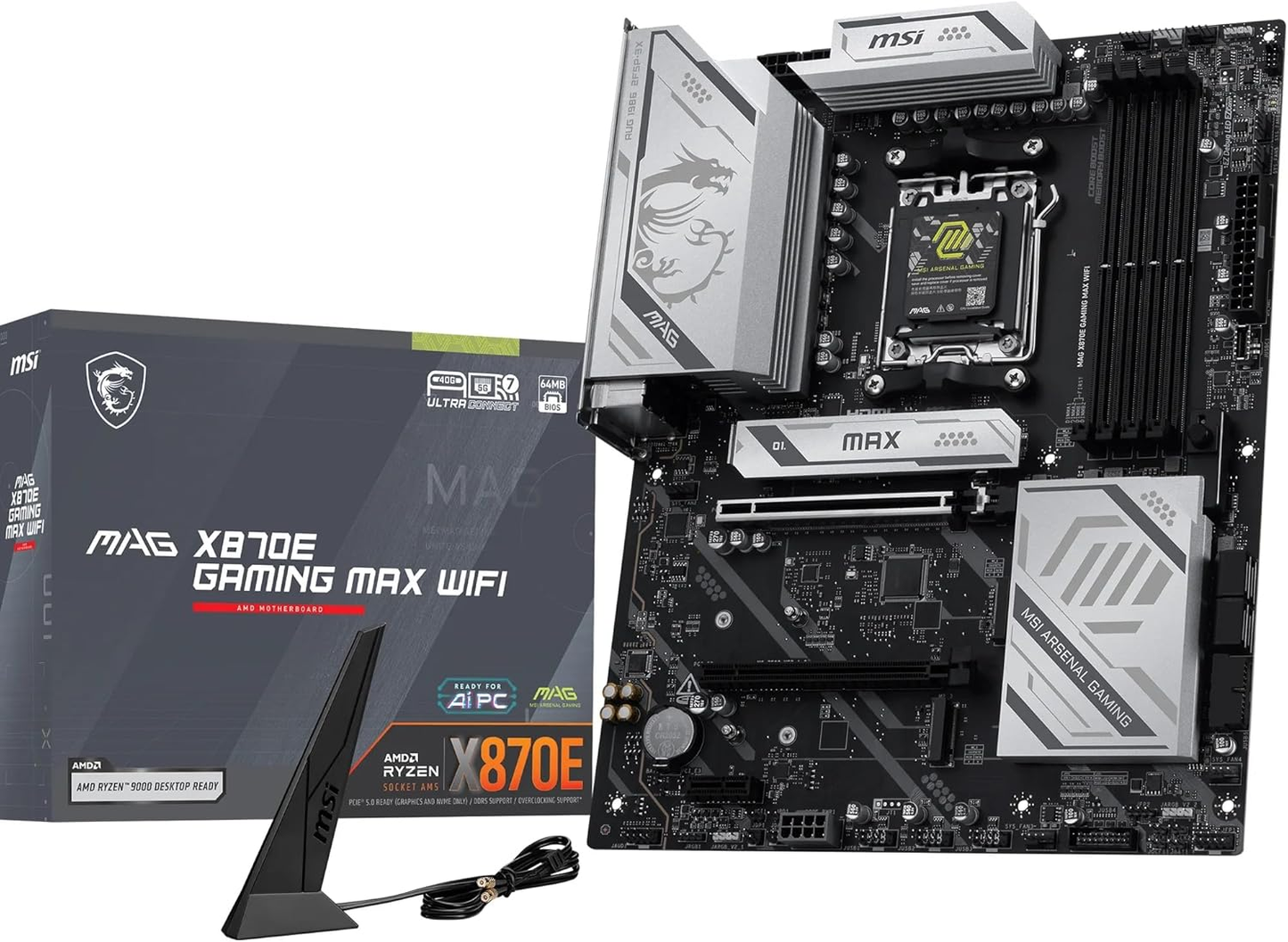 MSI MAG X870E GAMING MAX WIFI AMD X870E AM5 Max256GB DDR5 ATX